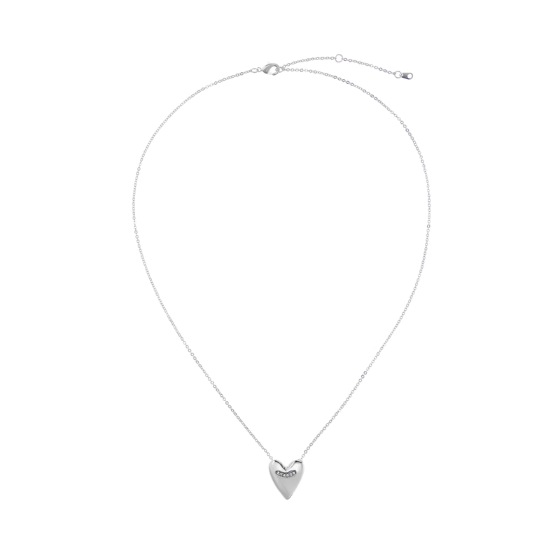 Колье Серебряное с Сердцем и Маленькими Кристаллами