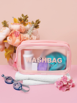 Косметичка водонепроницаемая Washbag сумка с ручкой органайзер косметичка для бассейна душа роддома, розовая 22*8*12см
