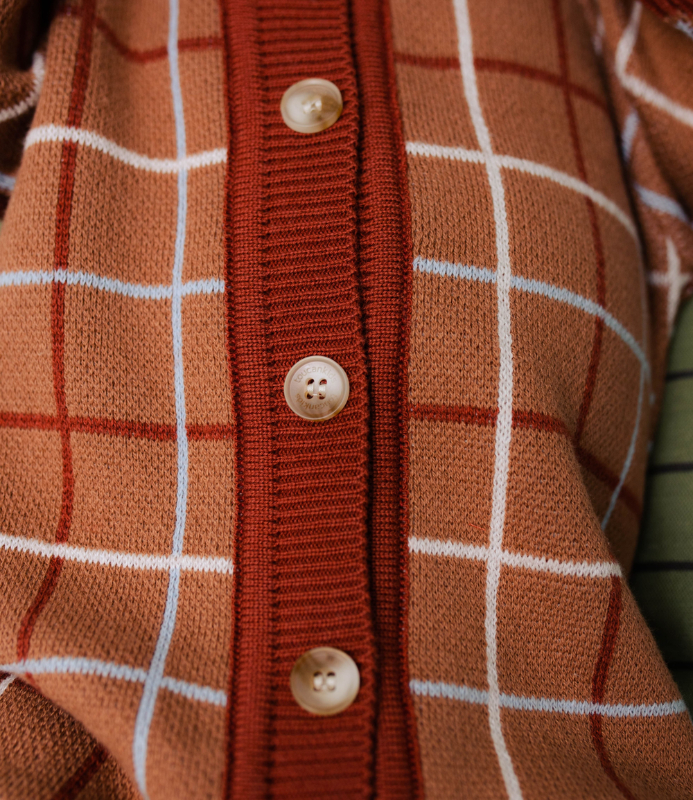 Комбинезон вязаный (клетка терракот)