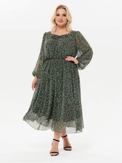 Романтичное платье из шифона Майская зелень