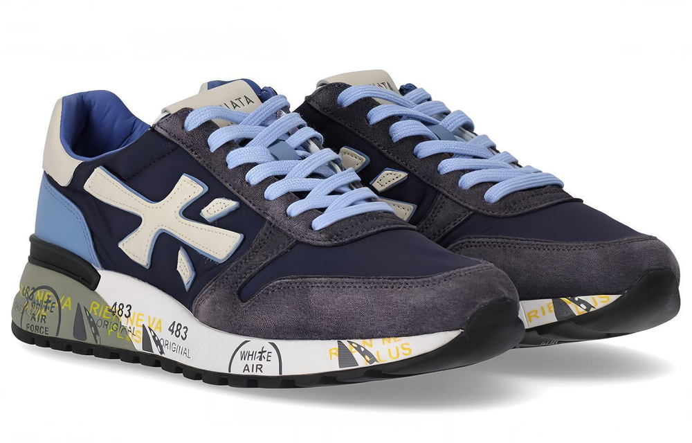 PREMIATA comfortable all-match low-cut sports casual shoes men's blue and black