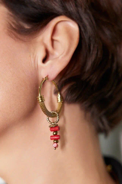 HMG 1324 G steel/Coral Серьги hoop арт.1090