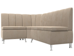 Диван кухонный угловой Кантри левый угол, Бежевый, Велюр, 106843L