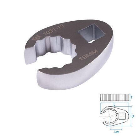 Цена на KING TONY (1031-19R) Ключ разрезной (воронья лапка) 19 мм, 3/8"