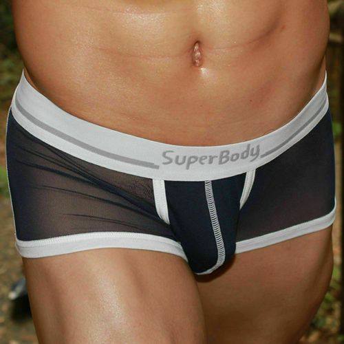 Мужские трусы боксеры Superbody Blue Transparent 18