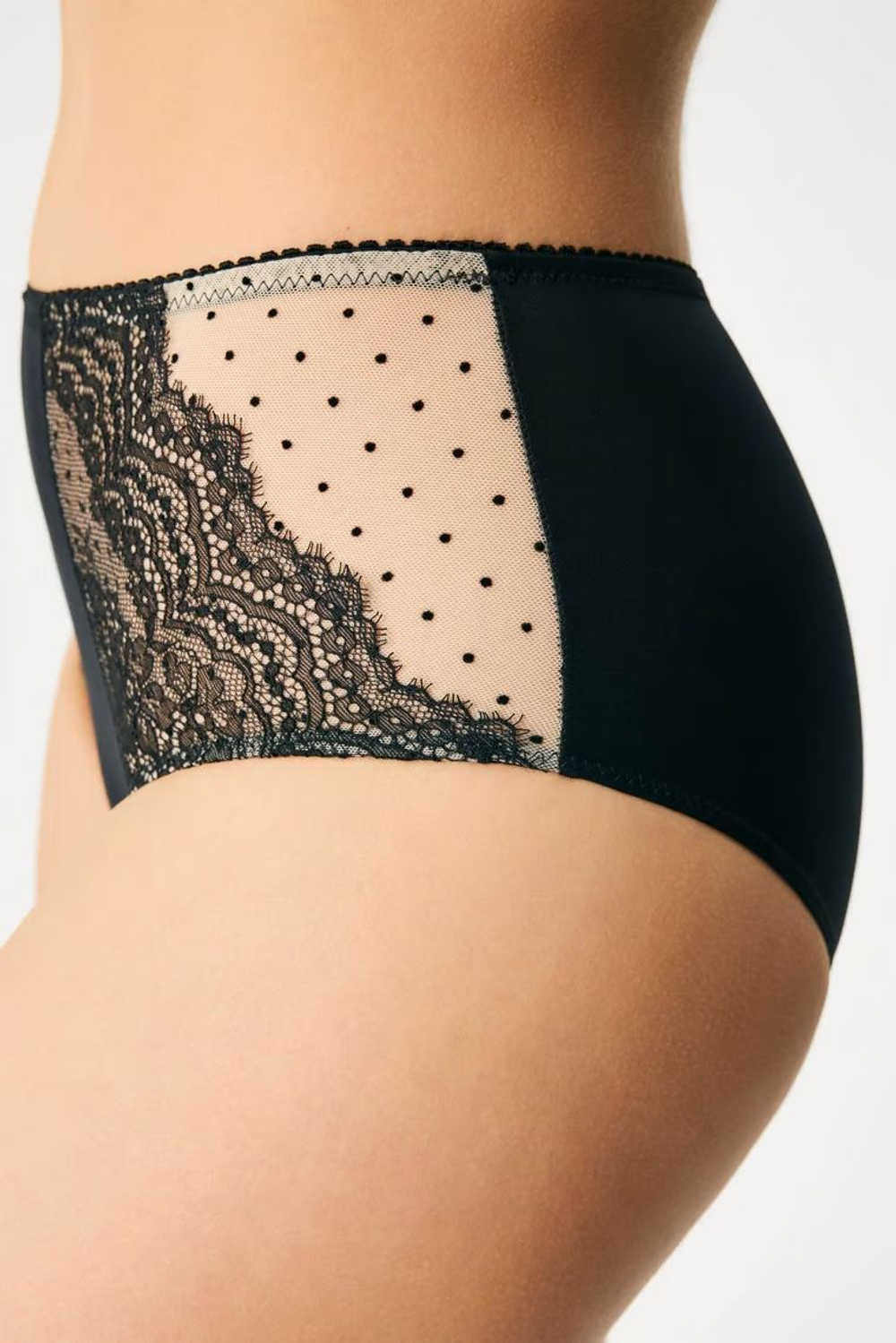 Трусы-слипы с завышенной линией талии Desire (Размер: 40) (Цвет: черный с бежевым)