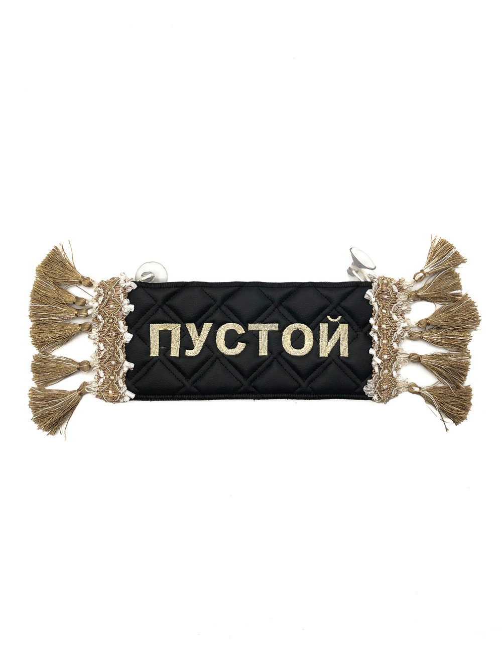 Карман Александр (черный с бежевой вышивкой, экокожа)
