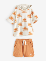 Пончо и шорты в комплекте для мальчика Next E22-926, Оранжевый, Молочный
