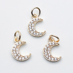 Подвеска Месяц, цвет золото, фианиты, размер 11*8 мм, цена за 1 шт