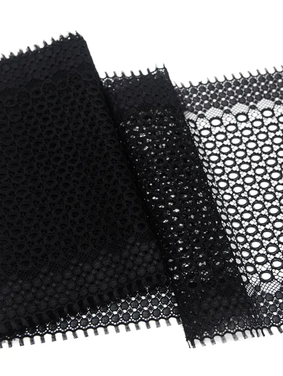 906 ОПТ Кружево эластичное 19 см, перфорация, Италия, черный 170
