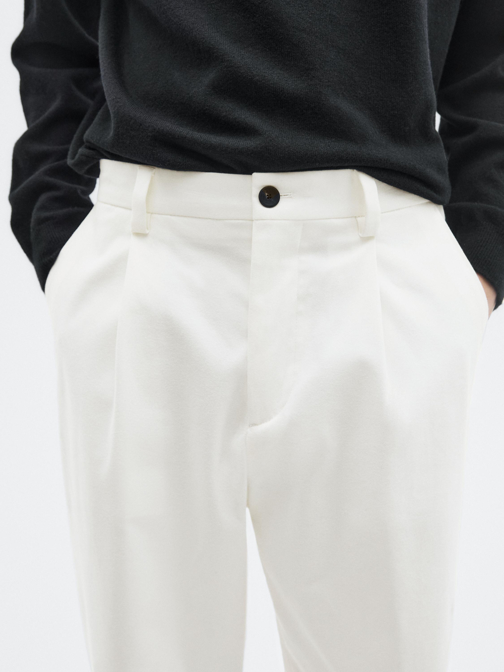 Massimo Dutti Широкие брюки с вытачками, белый