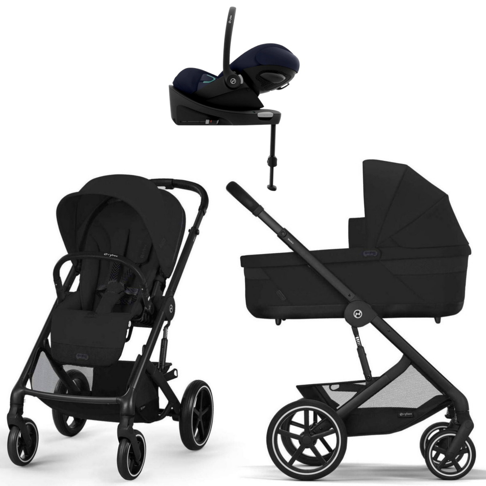 Коляска Cybex Balios S Lux BLK complete Cloud G Ocean Blue Plus Base G 4 в 1 Moon Black с дождевиками