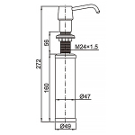 Дозатор для жидких моющих средств AZARIO врезной, 250ml, латунь, емкость - нержавеющая сталь, хром (AZ-114-St)