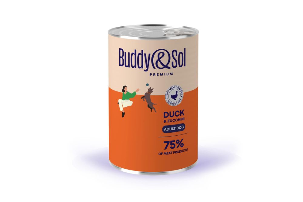 Консервы Buddy&amp;Sol PREMIUM ADULT для собак всех пород телятина утка цукини 410 г