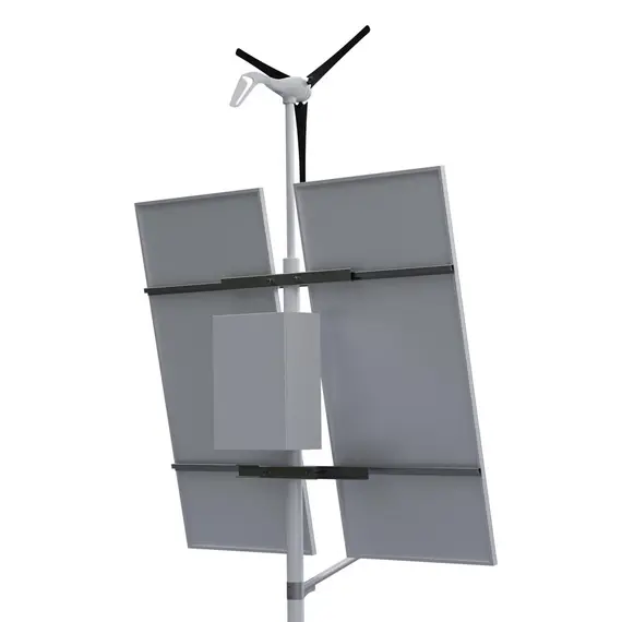 Автономная система освещения на опоре (2 солнечные панели 585 Вт + ветрогенератор 400 Вт)