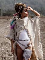 Burning Man пальто-пончо (серо-бежевое)