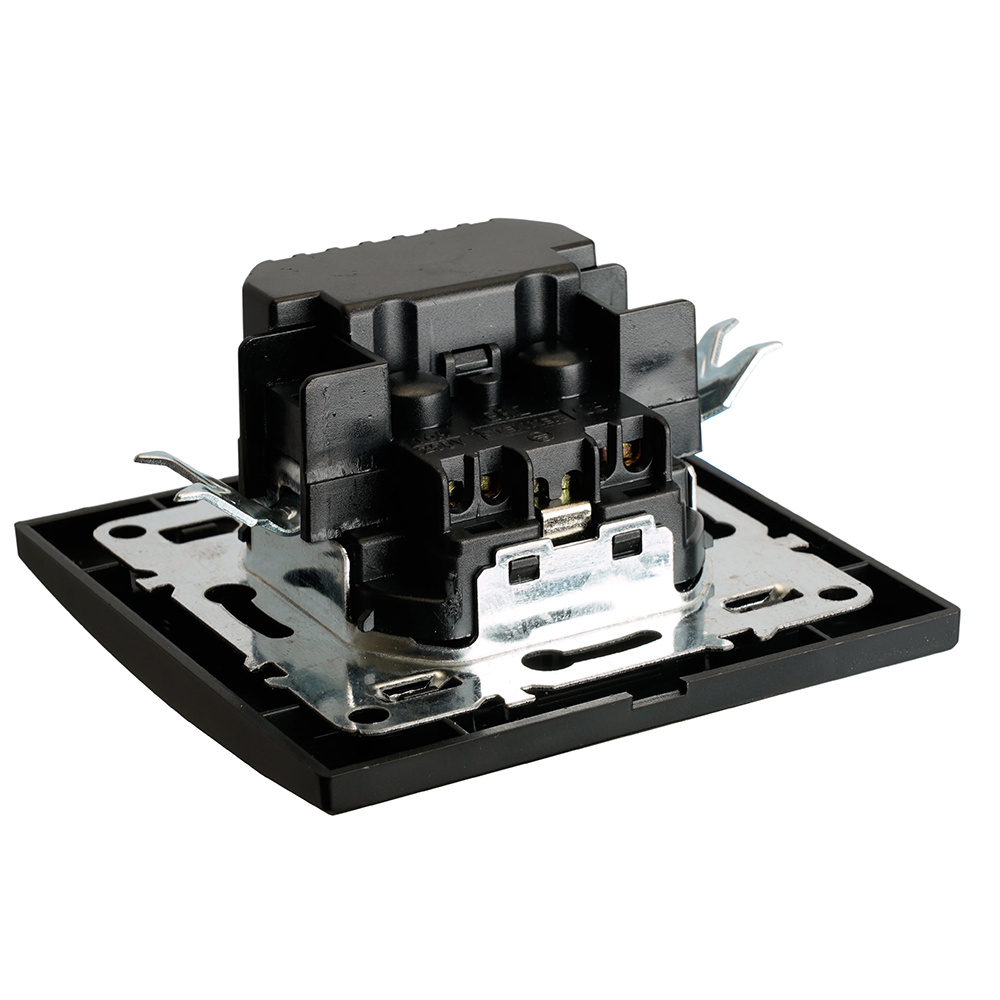 Розетка 1-местная с/з STEKKER, PST16-9016-03, 250В, 16А с USB+ type C, серия Эрна, черный 50078