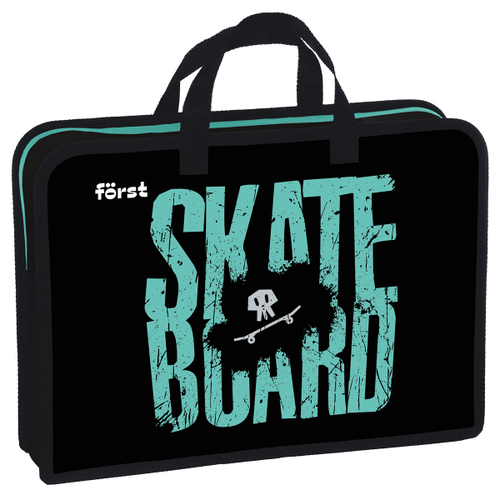 Папка с ручками 1 отделение, А4 "Skateboard", 340*245*75мм, пластик, на молнии, Först