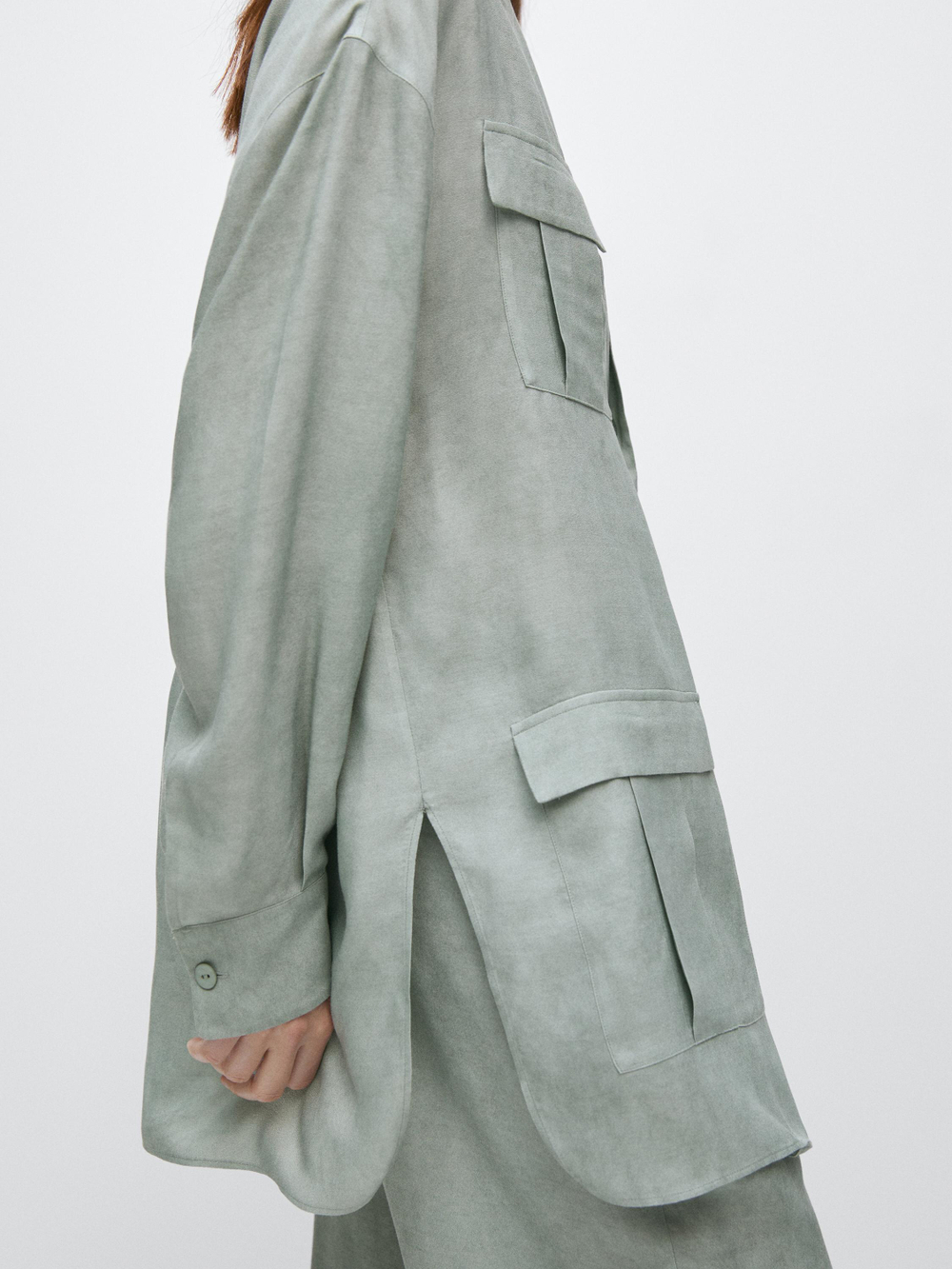 Massimo Dutti Жакет с карманами, фисташково-зеленый