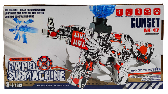 Гидрогелевый Автомат AK-47 с глушителем стреляющий гелевыми шариками - орбизами