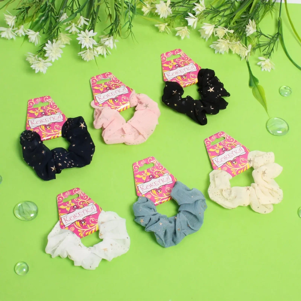 Резинка для волос «Collection School», принт звезды, микс 6 цветов, d-10см●