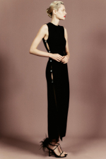 Платье миди из крепа с кристаллами