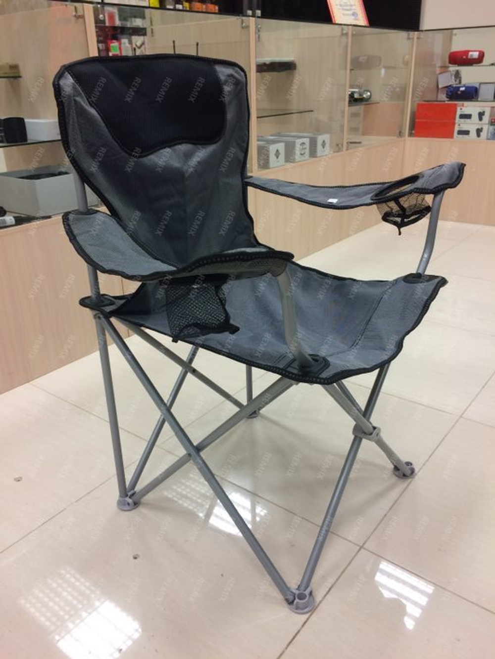 Кресло складное компактное, плотный материал (серый)