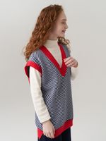 Жилетка для девочки в школу 953 индиго-коралл