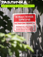 Табличка для частной территории "Не общественная территория, частная собственность", на дом, для участка, организаций, предупреждающая, 40х30 см, Silver Plane x Айдентика Технолоджи