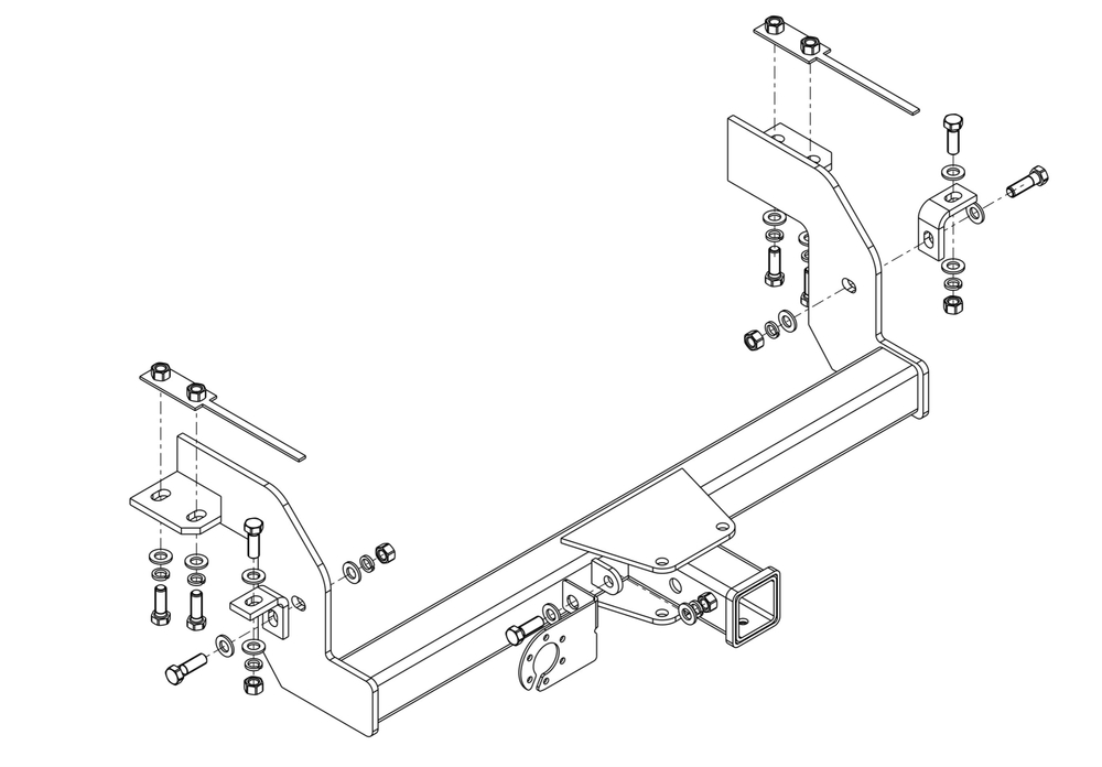 Фаркоп на Suzuki Jimny 2018- без выреза в бампере. Тип шара: E. Нагрузки: 1200/75 кг, SZ 13