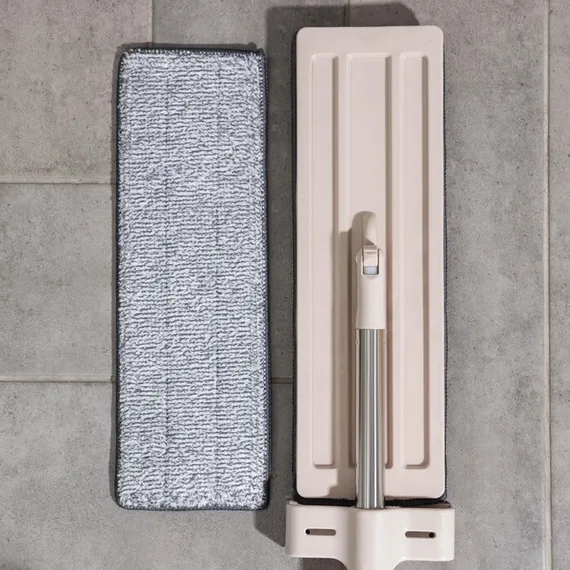 Швабра для мытья пола плоская с вертикальным отжимом Доляна, 2 насадки из микрофибры 35×14 см, стальная ручка 125 см