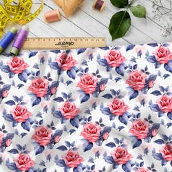 Ткань премиум шифон цветочно-розовая иллюстрация