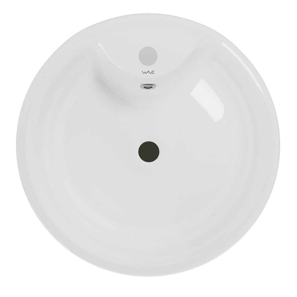 Умывальник-моноблок GRAND WAVE 455*455*870 ш*г*в, с хром переливом, белый, круг