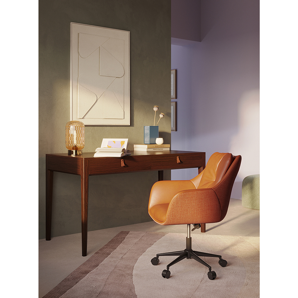 Стул на колесиках Allar, экокожа, рогожка, коричневый