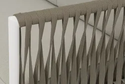 "Касабланка" левый модуль плетеный из роупа, каркас алюминий светло-серый (RAL7035) муар, роуп серо-коричневый 23мм, ткань бежевая 15052