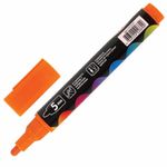 Маркер меловой "POP-ART" ОРАНЖЕВЫЙ, 5 мм, сухостираемый, для гладких поверхностей, BRAUBERG, 151531