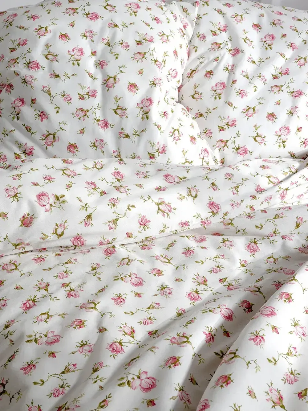 Наволочка комплект 2шт перкаль Сказка "Розовые бутоны" 45х45 см на молнии