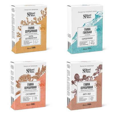 Набор голубой глины Алтэя для лица и тела 4*100 г