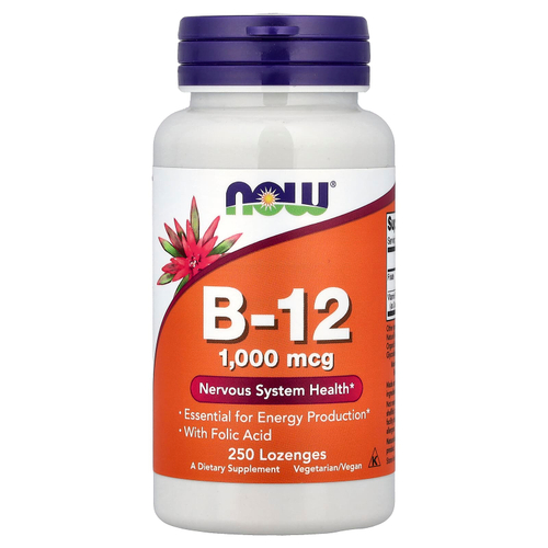 NOW Foods, витамин B12, 250 пастилок