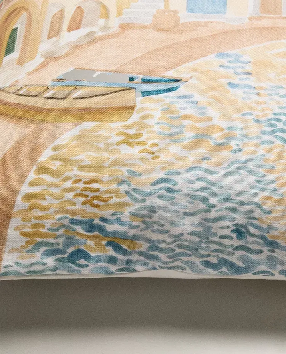 ZARA HOME НАВОЛОЧКА ДЛЯ ДЕКОРАТИВНОЙ ПОДУШКИ С ПРИНТОМ «ПЕЙЗАЖ», СИНИЙ