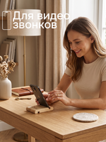 Подставка под телефон, 13х8х1.8, настольная, под планшет, массив сосны, Dipriz