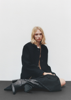 MANGO Шерстяное пальто, черный