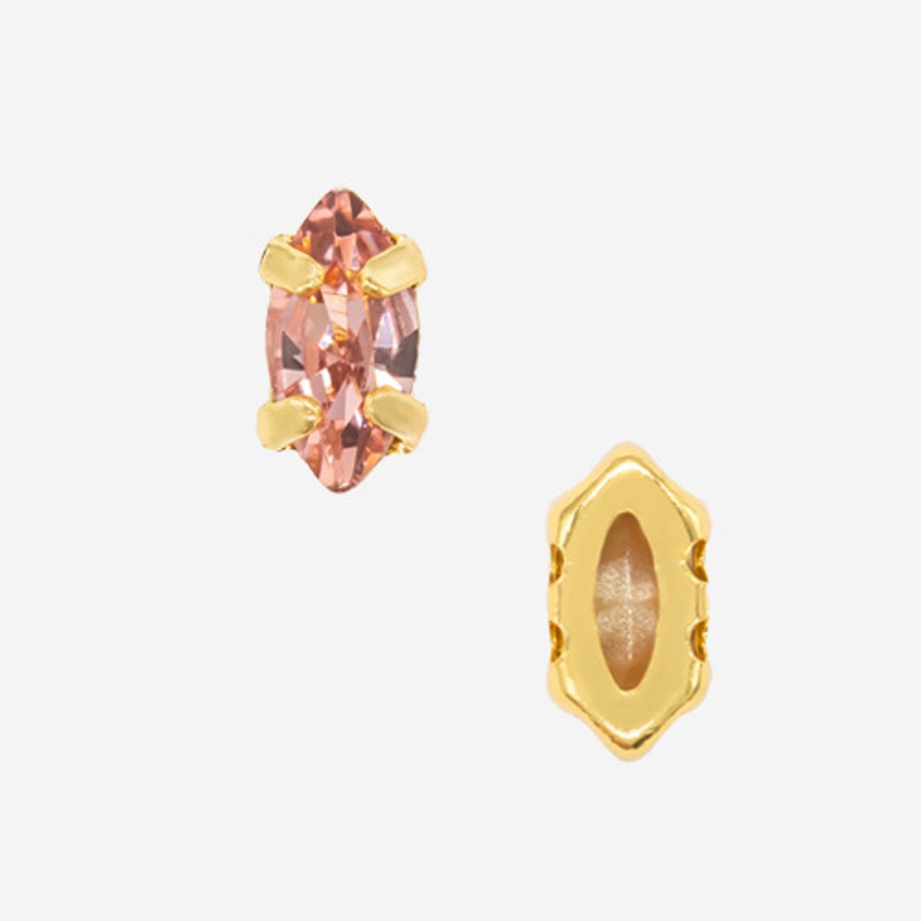 Кристалл Маркиз (Marquise Fancy Stone) в цапах, оттенок "Падпараджа"/"Padparadsha", 6*3мм, позолота