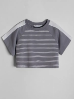 Летний серый костюм для девочки, футболка и кюлоты