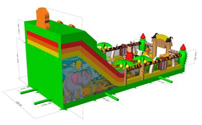 Коммерческий надувной батут "Сафари Ультра", 14*6*7,5 м.