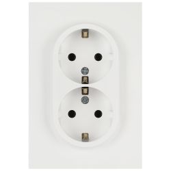 Розетка ЭРА Arktik 16-2105-08 двойная с заземлением 2X2P+E Schuko со шторками 16А-250В белый матовый | Эра Arktik