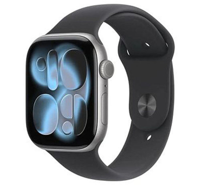 Часы Apple Watch Series 11 42 мм, Space Grey Aluminium (серый космос), ремешок Sport Band, цвет: черный (Black), размер: S/M