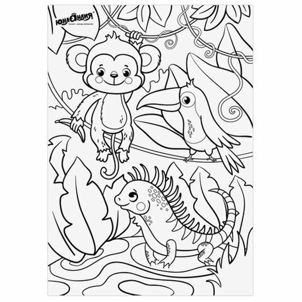 Карандаши цветные мягкие ЮНЛАНДИЯ "САФАРИ", 6 цветов, корпус с печатью, трехгранные, с раскраской, 181579