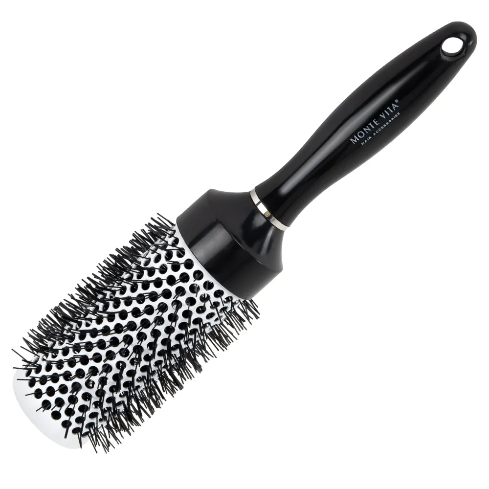 Расческа для укладки волос термобрашинг 24,5х6х4,5 см, круглая, продувная, черная, MONTE VITA (МОНТЕ ВИТА), 457418