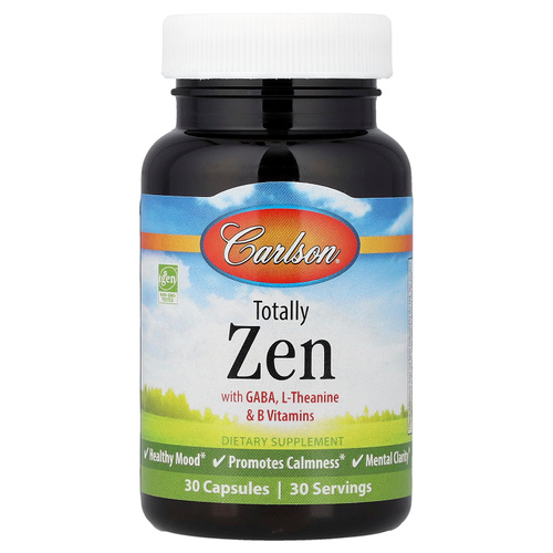 Carlson, Totally Zen с ГАМК, L-теанином и витаминами группы B, 30 капсул